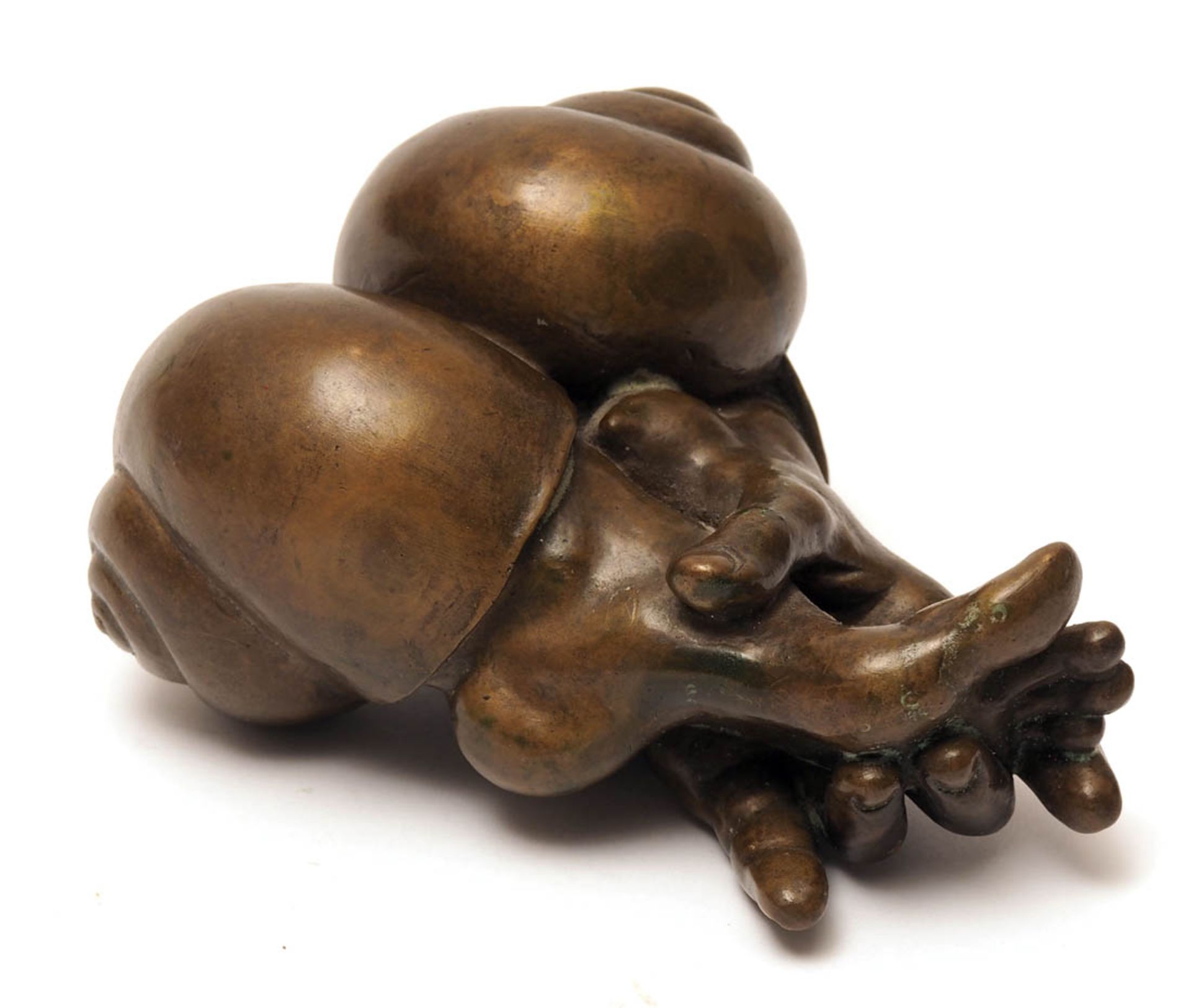 Schwarze, Michael, geb.1939 Figurine, bet. "Flirt am Kaiserstuhl". Bronze, braun patiniert. Auf - Bild 2 aus 3