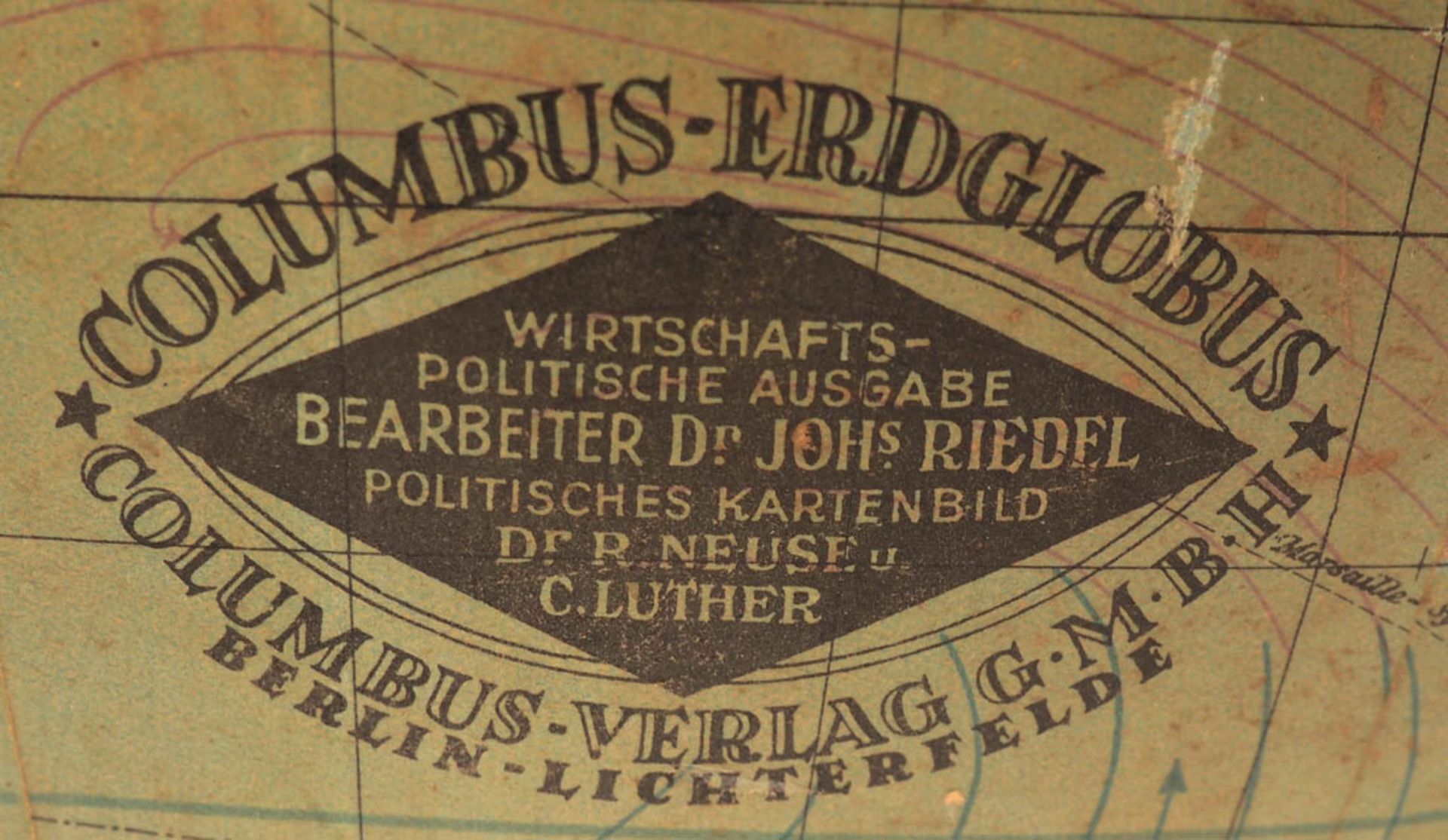 Tischglobus, Kolumbus-Verlag, Berlin-Lichterfelde, um 1913 Politisches Kartenbild. Gedrechselter - Bild 2 aus 4