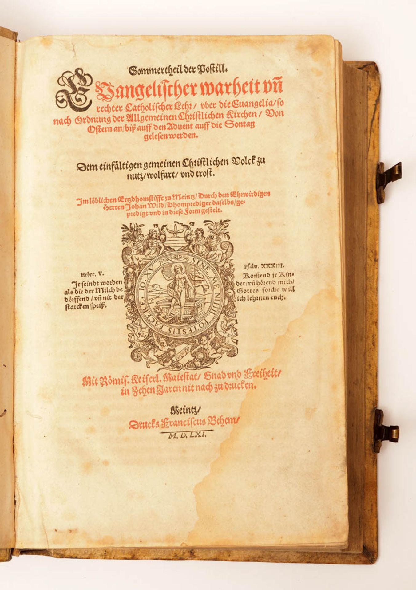 Wild, Johann: Sommertheil der Postill. Evangelischer warheit... Behem, Mainz 1561. Geprägter