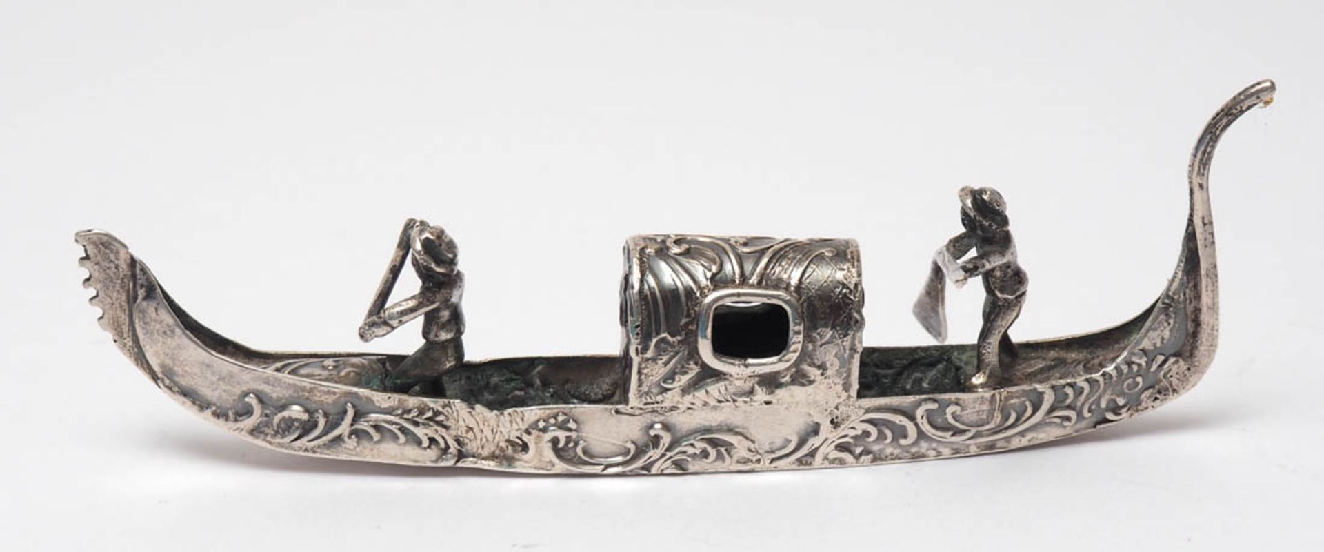 Zierobjekt Silber 800. In Form einer venezianischen Gondel. L.11cm, Gew. ca. 26g. Handarbeit. - Bild 2 aus 4