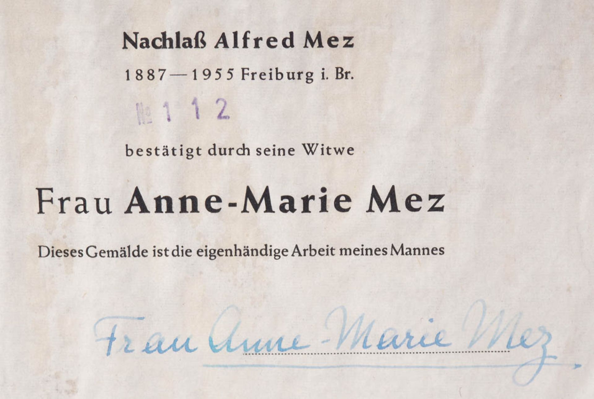Mez, Alfred, 1887 - 1955 Blick auf Breisach vom Eckartsberg aus. Vor dem Hintergrund der Vogesen - Bild 3 aus 3