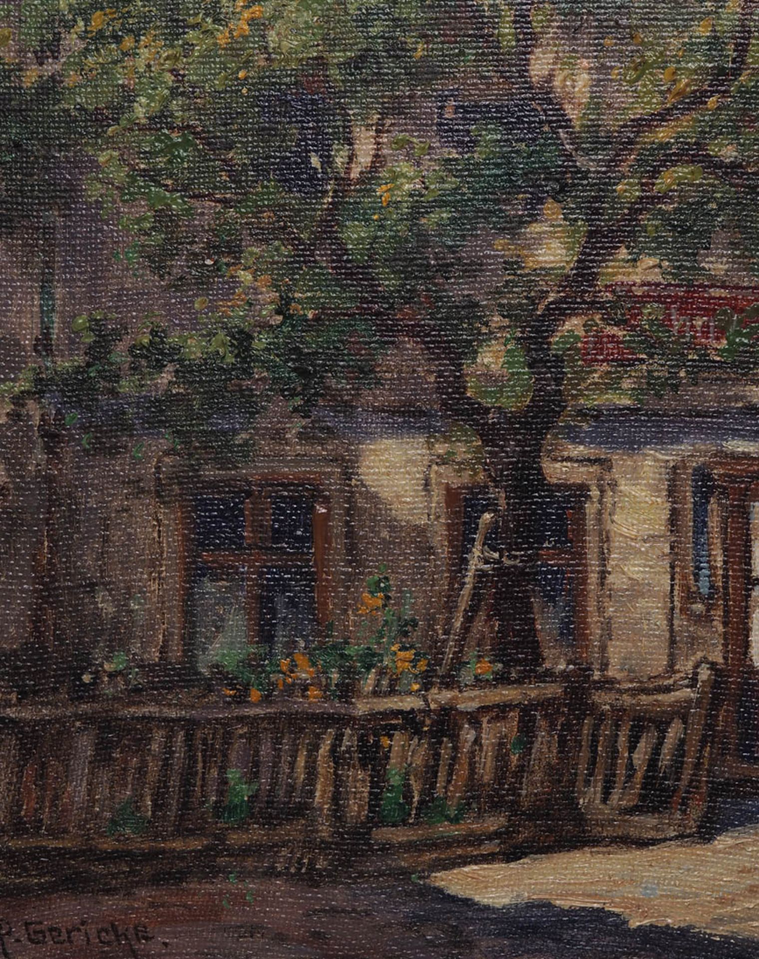 Gericke, Paul, 1876 - 1949 Blick auf das Dorfgasthaus zum Nussbaum. Öl/Lwd., links unten sign., - Bild 3 aus 7