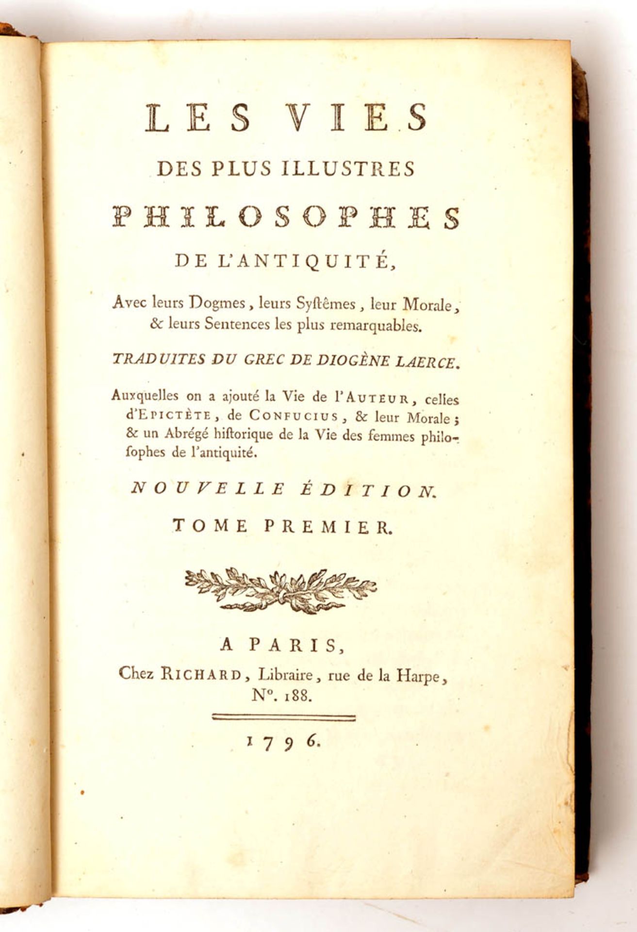 Laertius, Diogenenes: Les vies des plus illustres philosophes antiques, 2 Bde., Richard, Paris