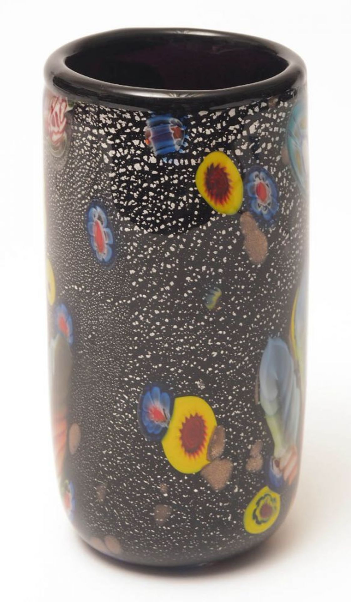 Stangenvase, Murano, verm. Toso Farbloses Glas mit schwarzem Innenüberfang, geplatzter Silberfolie - Bild 3 aus 3