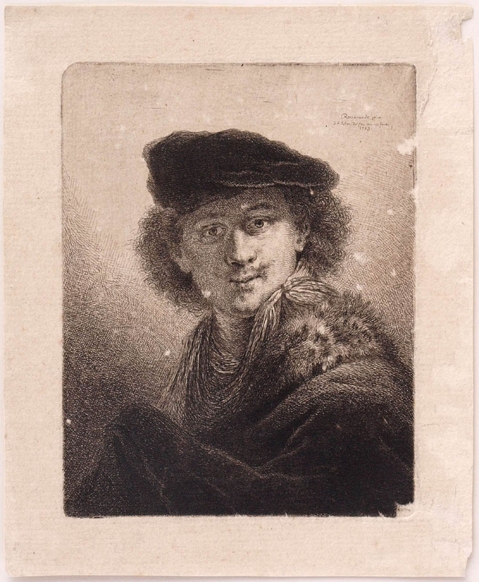 de Marcenay de Ghuy, Antoine, 1724 - 1811 Radierung nach einem Selbstportrait von Rembrandt aus - Bild 3 aus 4