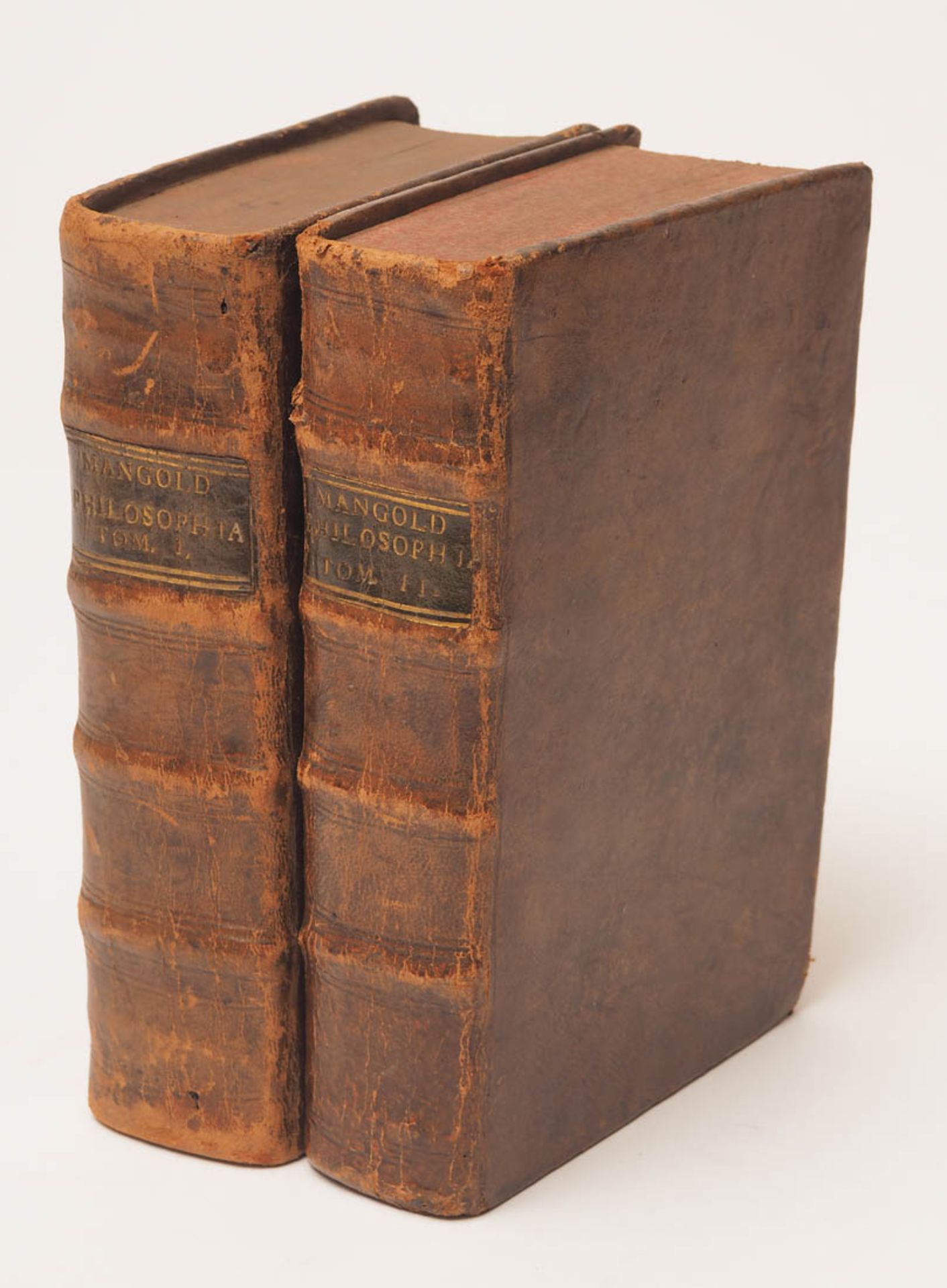 Mangold, M.: Philosophia recentior..., Craetz, Ingolstadt 1765 Band 1 und 2. Ledereinband, rot - Bild 7 aus 7