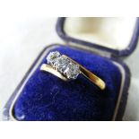 9ct Yellow Metal and Diamond Ring