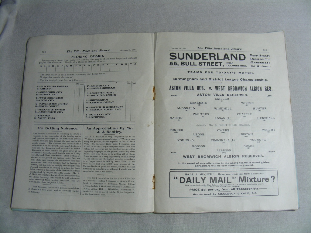 Football Programme: 1908 Aston Villa v West Brom - Image 2 of 4