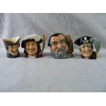 Four asstd miniature Royal Doulton Character Jugs