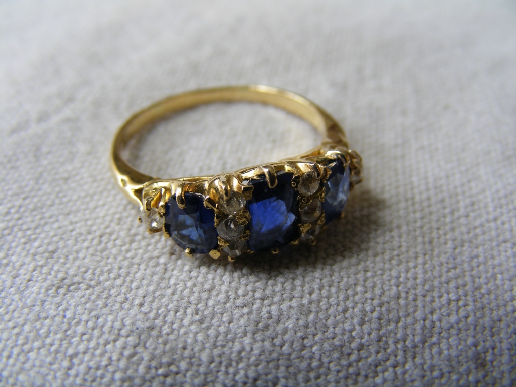 Yellow Metal blue-stone Ring - Bild 8 aus 10