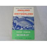 Football Programme: England v Switzerland 1962