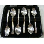 Cased set of silver Coffee Spoons