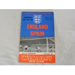 Football Programme: England v Spain 1967