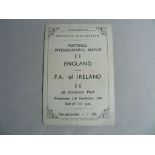 Football Programme: 1949 England v FA of Ireland