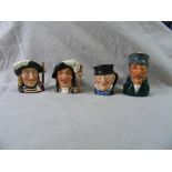 Four asstd miniature Character Jugs