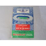 Football Programme: England v Rest of World 1963