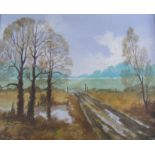 Oil on board, signed John Barber, Country Scene