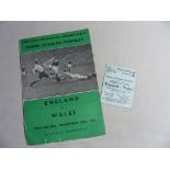 Football Programme: 1954 England v Wales
