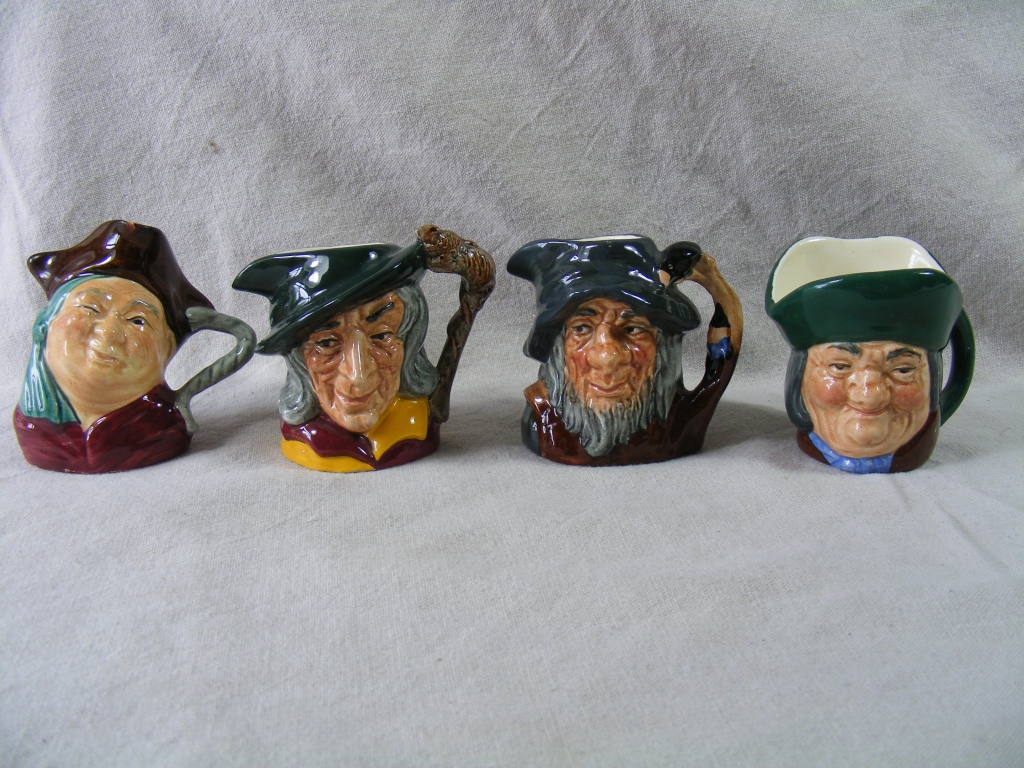 Four asstd miniature Royal Doulton Character Jugs