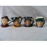 Four asstd miniature Royal Doulton Character Jugs