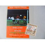 Football Programme: England v Wales 15th May 1973