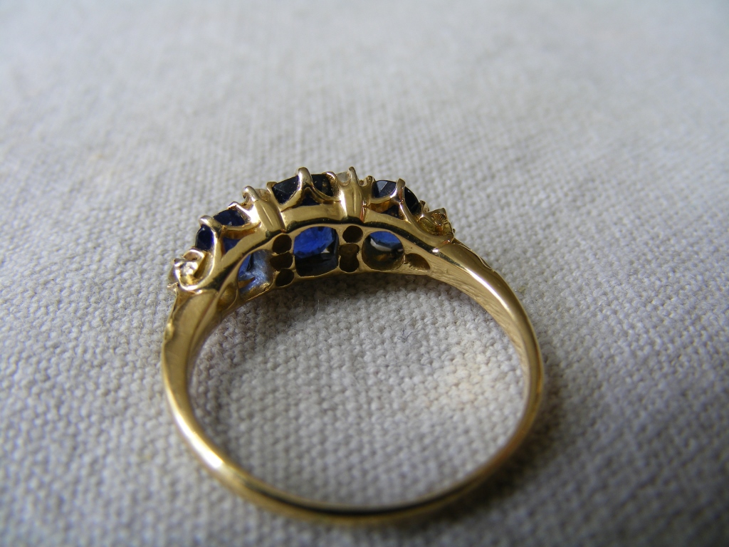 Yellow Metal blue-stone Ring - Bild 6 aus 10