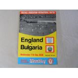 Football Programme: England v Bulgaria 1968