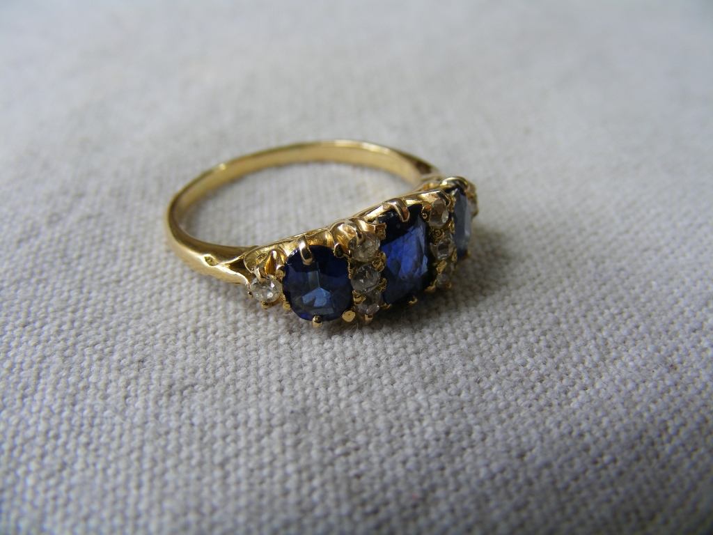 Yellow Metal blue-stone Ring - Bild 7 aus 10