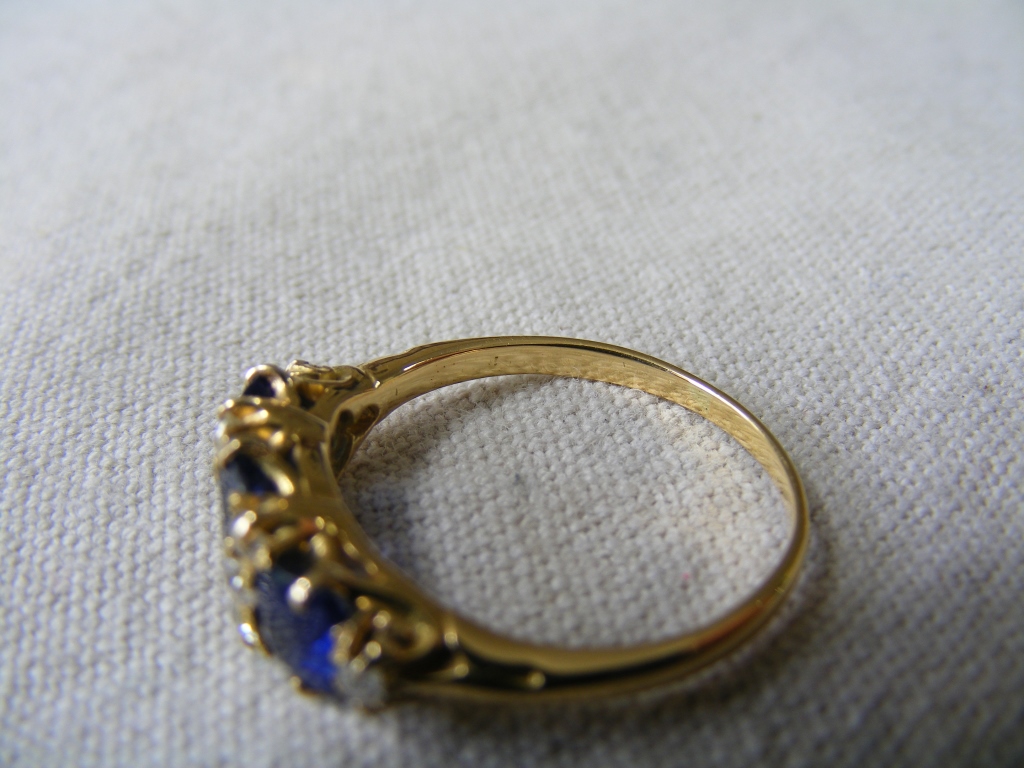 Yellow Metal blue-stone Ring - Bild 9 aus 10