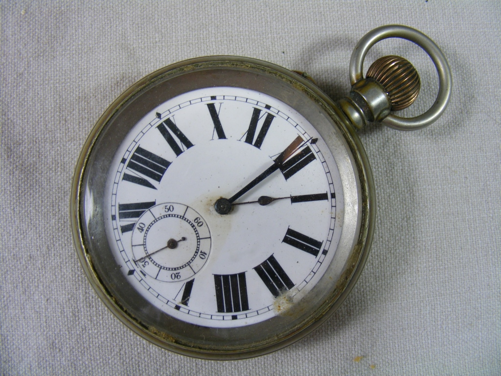 Large white metal Pocket Watch