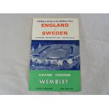 Football Programme: England v Sweden 1959