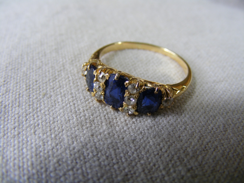 Yellow Metal blue-stone Ring - Bild 4 aus 10