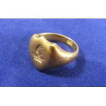 Unusual yellow metal Signet Ring