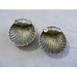 Pair of silver-plated Shell Salts