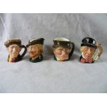 Four asstd miniature Royal Doulton Character Jugs