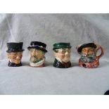 Four asstd miniature Royal Doulton Character Jugs