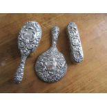 Art Nouveau silver Brush & Mirror Set