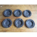 Six black Wedgwood Trinket Trays