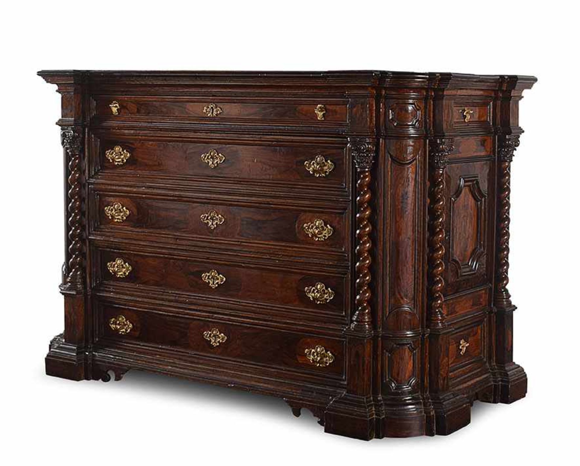 The Albani canterano venereed with walnut and olive, Rome, 1710-'20, 112x180x78,5cm. Albani is a