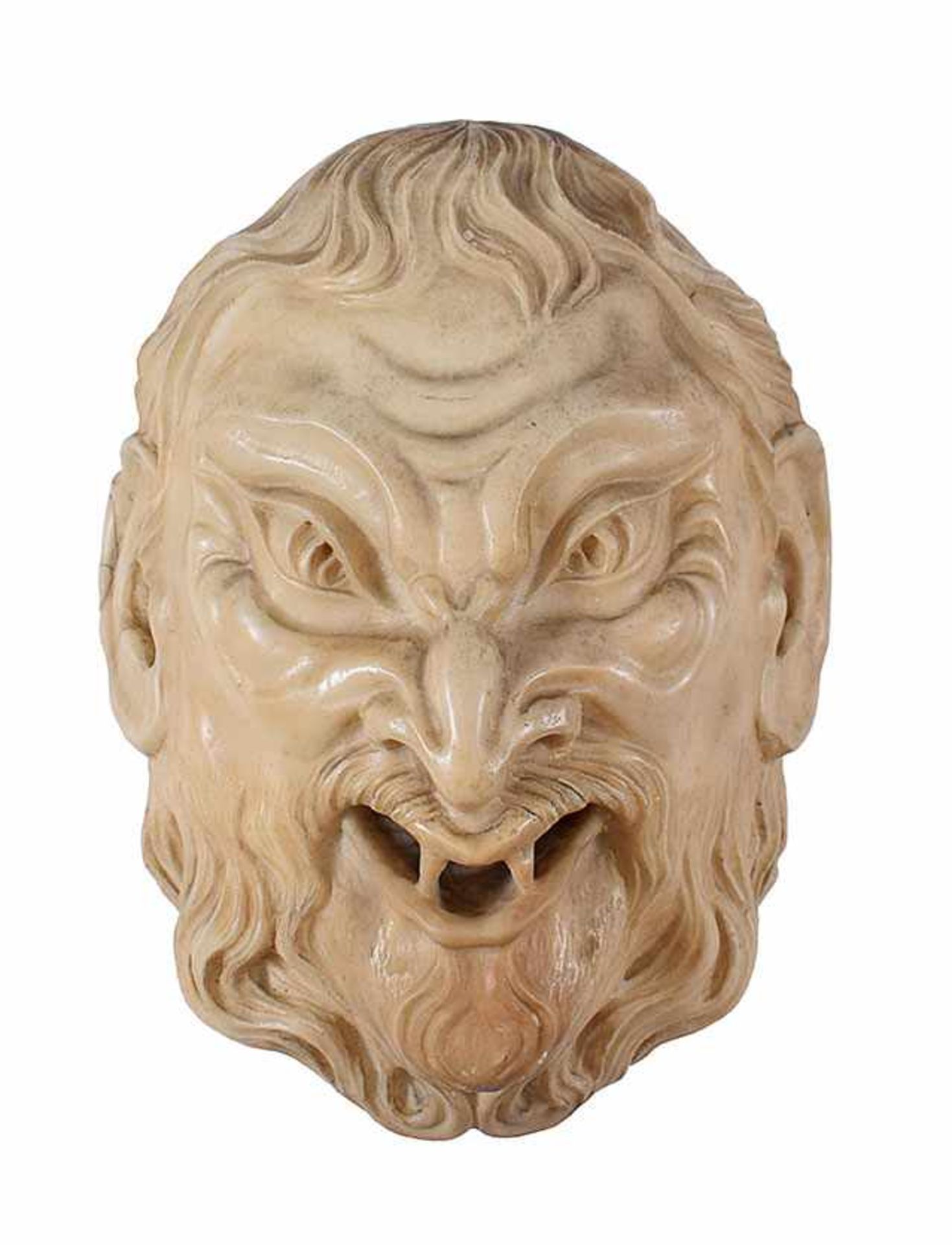 A Roman white marble head of a satyr late 17th century, 34by25cm.