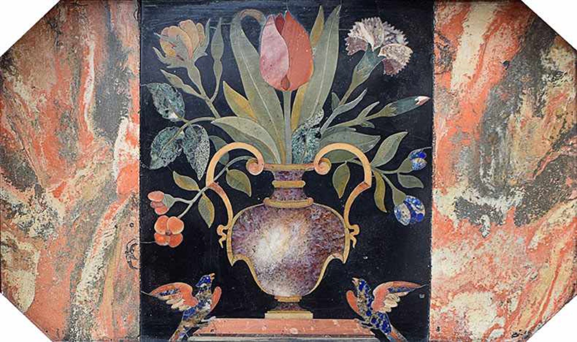 A Roman ebonized wood, marbles and pietre dure edicola first half 17th century, 133,5x80x52cm. - Bild 4 aus 4