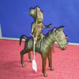 Bronze Figurine of African hunter on horse, 26cm tall