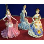 Royal Doulton figure 'Rosemary', together with 2 Coalport figures 'Dorothy' & 'Debbie'