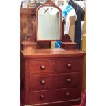 Victorian Scottish 2 over 2 chest of drawers with dressing table top, 150x90x49cm