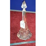 Birmingham silver collard etched glass perfume bottle with stopper (stopper damaged), 23 cm tall