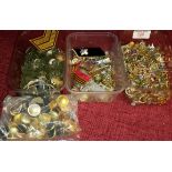 3 tubs of military pins, badges & buttons