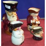 Shorter & Sons large Toby, Royal Doulton toby 'XX', small Doulton toby (A/F) & Victorian German Toby