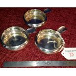 Three birmingham silver ash trays