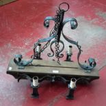 Wrought iron & wood chandelier