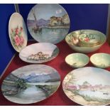 A selection of Royal Doulton hand painted bowls & plates by A. Nicol, dated 1955-56